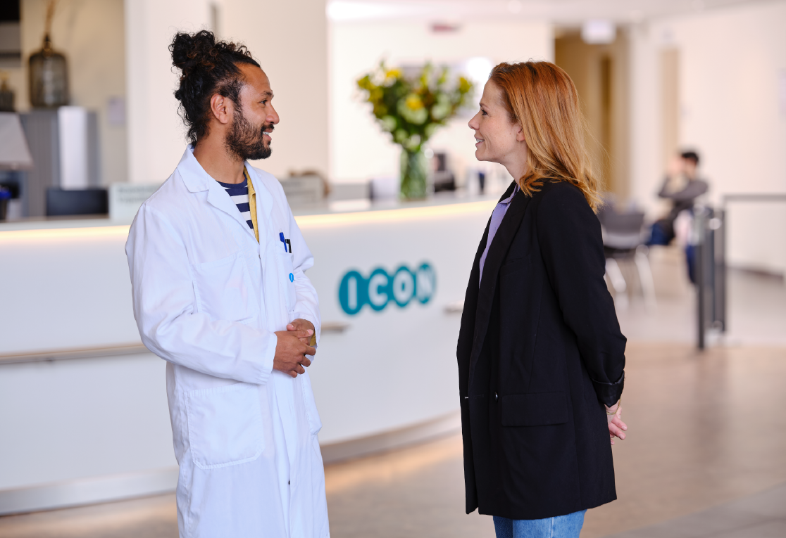 Physician explains something to participant